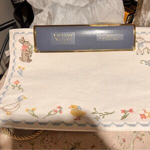 LILLIAN AUGUST HOME PLACEMATS (4) BUNNY LAMB DUCK EASTER 13 X 19 100% COTTON NWT